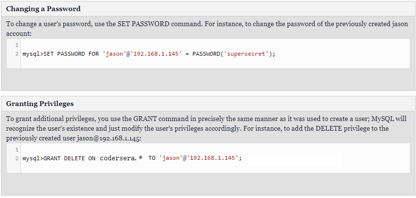 Changing a Password